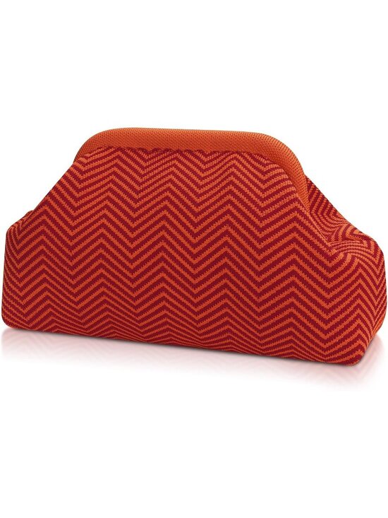 Handbags - Woman's Orange Red Summer Beach Purse for Vacation Striped Dumpling Bags